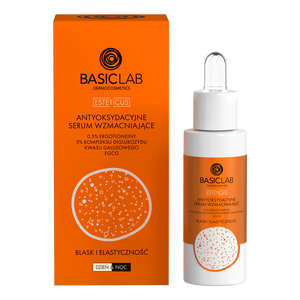 Antyoksydacyjne serum wzmacniające 0,5% ergotioneiny, 5% kompleksu diglukozydu kwasu galusowego, EGCG, Blask i Elastyczność